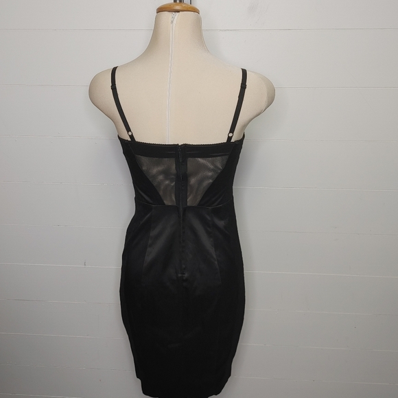 Guess satin and lace bodycon little black dress size 3 - Picture 6 of 16